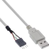 Inline® USB 2.0 adapterkabel stekker A naar paalstekker, 0,4 m