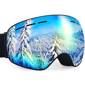 Dizokizo Ski Goggles Verwisselbare Sferische Lens voor Skiën Snowboard Anti-Mist 100% UV Bescherming Triple Ademend Schuimen voor Kids REVO Goud