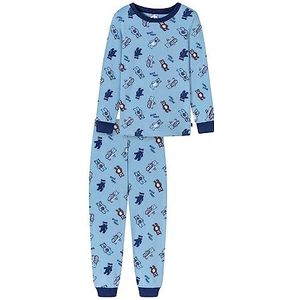 Schiesser Jongenspyjama set pyjama warme kwaliteit badstof - fleece - interlock - maat 92 tot 140, Lichtblauw_180009, 92 cm