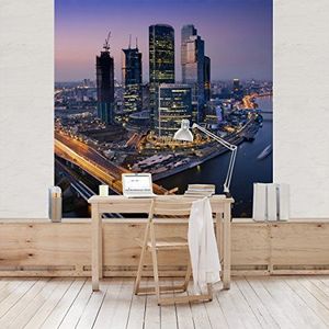Apalis Vliesbehang zonsondergang boven Moskou fotobehang vierkant | vliesbehang wandbehang muurschildering foto 3D fotobehang voor slaapkamer woonkamer keuken | grootte: 336x336 cm, meerkleurig, 98020