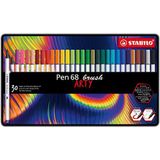 STABILO EO568/30-31-20 viltstift met penseelpunt voor variabele lijndiktes - STABILO Pen 68 brush - ARTY - 30 stuks etui - met 30 verschillende kleuren,Multi kleuren