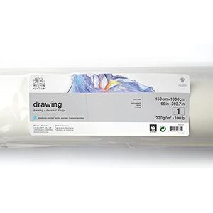 Winsor & Newton 6689750 Zeichenpapier auf der Rolle 150 x 1000cm, 220g/m², mittlere Körnung, natürliches Weiß, säurefrei, Alterungsbeständig, Ideal für Bleistift, Buntstift, Pastell und Kohle