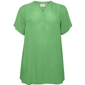 Kaffe Curve Plus-Size Tunic Short Sleeves V-hals Loose Fit, Poison Groen, 40 Groten mate