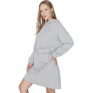 Trendyol Woman Loungewear Mini Jersey Hood Knit Jurk Dames, Grijs, XL