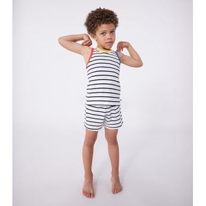 Petit Bateau Pyjacourt voor jongens, Wit/Blauw, 5 Jaar