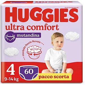 Huggies Ultra Comfort, 60 stuks luiers maat 4 (9-14 kg), ademende slip, opbergpakket,
