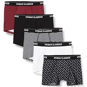 Urban Classics Boxershorts voor heren, verpakking van 5 stuks, Bur/Dkblu+wit/zwart + wit + aop+black, M
