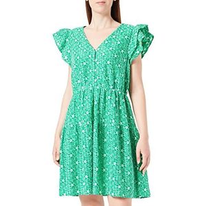 Bestseller A/S Dames VMSONEY LACE SL V-hals korte jurk WVN jurk, Bright Green/Detail: Sneeuw Witte lijnen, L, Helder groen/detail: sneeuwwitte lijnen, L