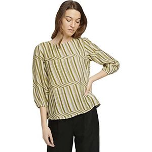 TOM TAILOR Dames Blouse met patroon en ballonmouwen 1025818, 26897 - Green Watercolor Stripe, 44