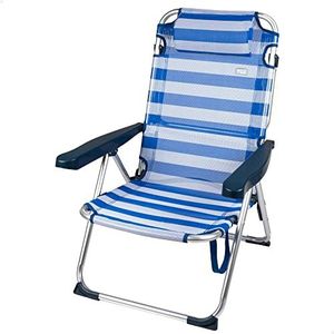AKTIVE Strandstoel, opvouwbaar, kantelbescherming, blauw, 5 standen, robuust en licht, met draaggreep en kussen, max. draagvermogen 110 kg, afmetingen 48 x 60 x 90 cm, strandstoelen (62640)