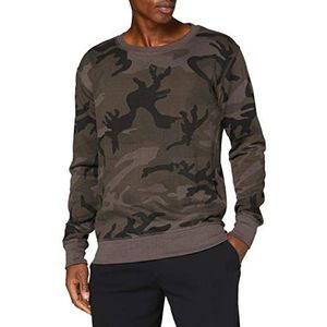 Build Your Brand Heren sweatshirt in camouflagekleuren, Camo Crewneck voor mannen verkrijgbaar in 2 camouflagevarianten, maten S - 5XL, camouflage (dark camo), 4XL