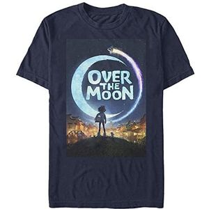 Netflix Unisex Over The Moon Poster Organic Short Sleeve T-Shirt, Navy Blue, M, donkerblauw, M