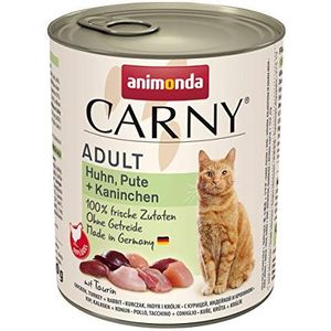animonda Carny Kattenvoer voor volwassenen, natvoer voor volwassen katten, kip, kalkoen + konijn, 6 x 800 g