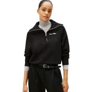 TOMMY HILFIGER - Classic - Sweatshirt - Zwart - Raglanmouwen - Halve Rits