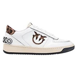 Pinko Bondy sneakers van kalfsleer, schoenen met veters voor dames, Zc7 Mult Wit Beige, 35 EU