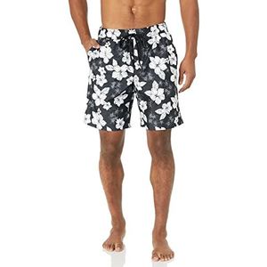 Amazon Essentials zwembroek voor heren, sneldrogend, 22,9 cm,Zwarte Hibiscus Print,3XL-4XL