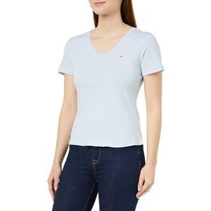 Tommy Jeans Dames Tjw Slim Zacht V-hals T-shirt, Blauw, XL