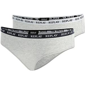 Replay Dames TW297 Slip, N288 Grey Mel/White-Grey Mel/Black, XL