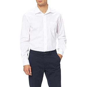 JP 1880 Heren grote maten menswear L-8XL tot 8XL, hemd, businesshemd, borstzak, kraag & comfort fit, puur katoen, gemakkelijk te strijken 703633, wit (wit 20)., 4XL