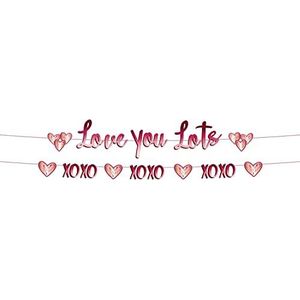Folat 24880 Romantische decoratieve letterslingers 'Love You Lots' rood roze 2 stuks slinger bruiloft Valentijnsdag of Moederdag, roze