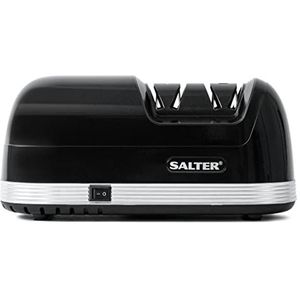 Salter 728 BKXR Diamond Coating Electric Knife Sharpener With Two Stage Sharpening, For Kitchen Chef, Sharpening Tools, Safety Non-Slip Feet, Removable Magnet Catches Shavings, Black
