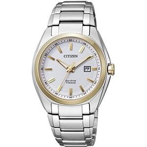 Citizen Analoog Eco-Drive horloge voor dames met titanium armband, wit, Eén maat, armband