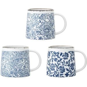 Bloomingville Mokken Molly, blauw, keramiek, set van 3