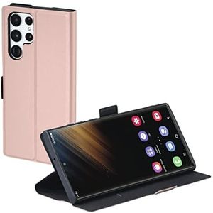Hama Hoes voor mobiele telefoon voor Samsung Galaxy S22 Ultra (beschermhoes met kaartenvak, inklapbare Samsung S22 hoes met magneetsluiting en standfunctie) roze