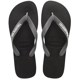 Havaianas Unisex Top Logo Pop Up Flip-Flop, Zwart/Staal Grijs, 4.5/5 UK, Zwart Staal Grijs, 4.5/5 UK