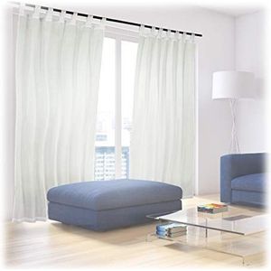 Relaxdays - vitrage met lussen - 2 stuks - voile - effen - polyester glasgordijn - crème