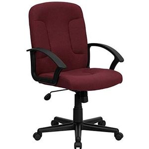 Flash Furniture bureaustoel/computerstoel met armleuningen van nylon, zwart Mid-Back wijnrood