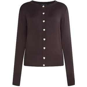 faina Gebreide cardigan voor dames 11028709-FA010, donkerbruin, L, donkerbruin, L