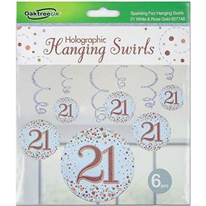 OakTree Sparkling Fizz Hangende Swirls 21st Wit & Rose Goud 6st