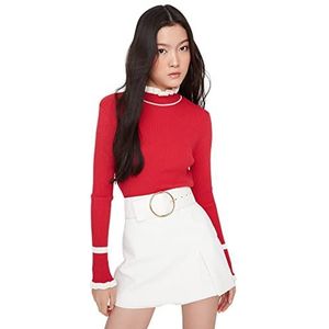 Trendyol Vrouwen High Neck Plain Fitted Sweater Sweater, Granaatappel Bloem, M, Granaatappel Bloem, M