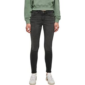 Urban Classics Dames Mid Waist Skinny jeans, vrouwen jeans in slim fit pasvorm van katoen en elastaan, verkrijgbaar in twee kleuren, maten 26-34, Black Washed., 28