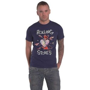 The Rolling Stones T-shirt Hackney Diamonds Heart, officieel product, uniseks, marineblauw, maat XL