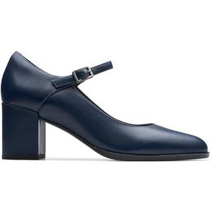 Clarks Dames Freva55 Strap Pomp, Navy blauw leer, 37.5 EU