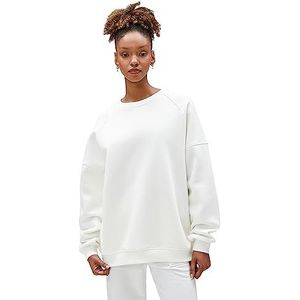 Koton Oversized Basic Crew Neck Sweatshirt met lange mouwen voor dames, ecru(010), XL