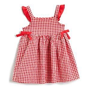 Koton Frilled Strap Jurk Geruite Katoenen kleding voor meisjes en meisjes, Red Check (02R), 12-18 Maanden