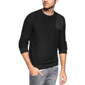 edc by ESPRIT Heren slim fit pullover in militaire look, zwart (black 001), S (fabrikant maat:S)