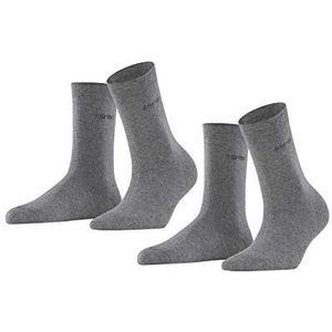 ESPRIT Dames Sokken Uni 2-Pack W SO Katoen eenkleurig Multipack 2 Paar, Grijs (Light Grey Melange 3390), 35-38