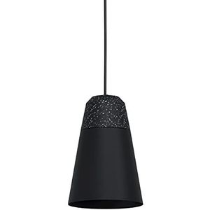 EGLO Hanglamp Canterras, 1-lichts pendellamp, eettafellamp van terrazzo in grijs en wit, zwart metaal, lamp hangend voor woonkamer, E27 fitting