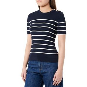 GANT Geribbeld Breton C-Neck, evening blue, S