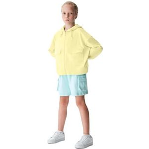 LTB Jeans Rohata, capuchontrui, voor meisjes, lange mouwen, met capuchon tot ritssluiting, geel, 100% katoen, maat 116 cm, Pale Banana 12967, 116 cm