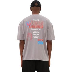 Trendyol Mannelijk jong ontspannen standaard ronde hals geweven T-shirt grijs, Grijs, XS