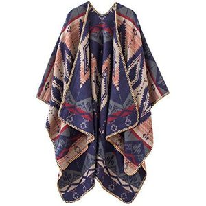 Urban CoCo Poncho sjaal open aan de voorkant voor dames, marineblauw, eenheidsmaat, Marineblauw, One Size