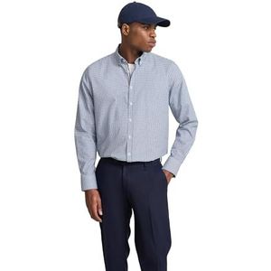 Overhemd - Marine - Katoen - Button-downkraag - Lange Mouwen