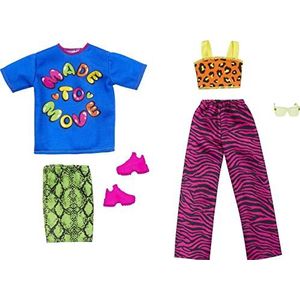 Barbie Fashion Pack HJT36 poppenkleding, bovendeel + rok + bovendeel + basketbal + zonnebril