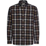 camel active - Geruit Overhemd - Donkerbruin - Lange Mouwen - Borstzak