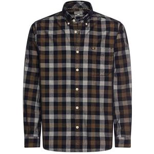 camel active - Geruit Overhemd - Donkerbruin - Lange Mouwen - Borstzak